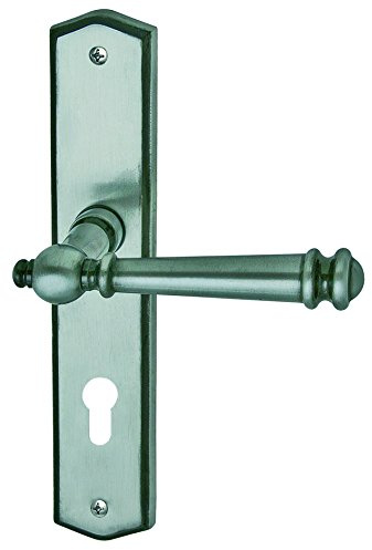 Alpertec Türbeschlag Mount Blance - LS Messing Stahlgrau gefärbt für Wohnungseingangstüren PZ Drückergarnitur Türdrücker Türbeschläge, 32873013