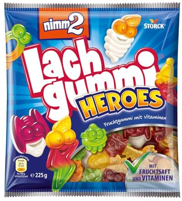 nimm2 Lachgummi Heroes – 1 x 225g – Fruchtgummi mit Fruchtsaft und Vitaminen