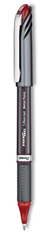 Pentel ENER-GEL NV Liquid gel Pen, (1.0mm) Bold Line Capped, Metal Tip, Red Ink, Box of 12 (BL30-B)