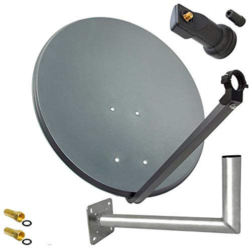 Premium X Satelliten-Komplettanlage 45cm Anthrazit Satelliten-Schüssel Single LNB Wandhalter 45cm ALU, SAT für 1 Teilnehmer