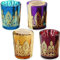 Kate Aspen Indian Jewel Henna Glass, Tealight Candle Holders Votives, Set of 4