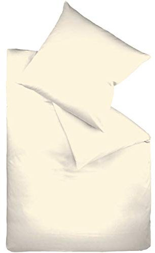 fleuresse Uni-Colours Bettwäsche-Set, Mako Satin, 100 Prozent Baumwolle, Fb. Creme, 240 x 220 cm