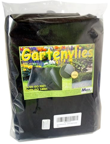 MGS SHOP 10 m² Gartenvlies inkl. Vliesnägel Unkrautvlies Vlies für den Garten 1,60 x 6,25 m 50g/m² schwarz