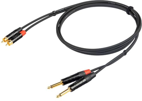 PROEL CHLP310LU15 - Cavo Audio Professionale 2x Jack Mono 6,3mm a 2x spina maschio - 1,5mt, Nero