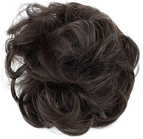 CAISHA Haarteil Haargummi Hochsteckfrisuren Brautfrisuren Voluminös Gelockt Unordentlich Dutt Kunstfaser DM15cm Braun G6A