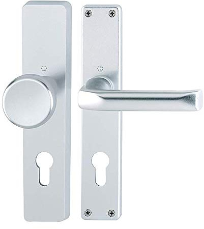 Hoppe Wechsel-Garnitur Knopfschild 54/227 (Knopf/Griff)außen nicht sichtbar verschraubt) Aluminium 54/227/202SP/113 London