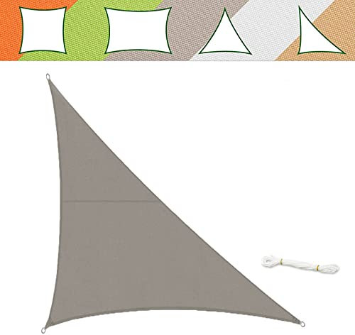 casa pura Sonnensegel 5 x 5 x 7 m, Grau - inkl. Befestigungsmaterial - Dreieck - Reißfestes Polyester-Gewebe - Wasserabweisend imprägniert - Sonnenschutz