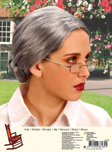 Graue Oma Perücke mit Knoten