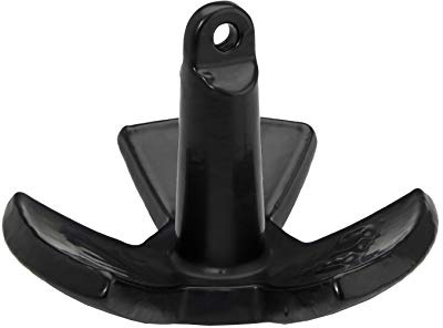 Attwood 9946B1 Solid Cast Iron 18-Pound Large Eye River Boat Anchor, Black PVC-Coated Finish