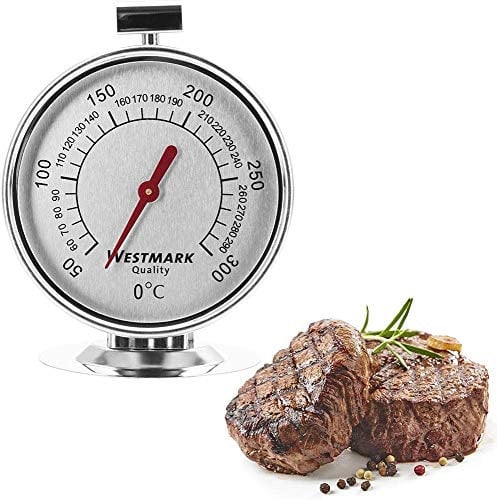 Westmark Thermomètre à Four, Plage de Mesure: +50°C jusqu'à +300°C/ +122°F jusqu'à +572°F, Acier Inoxydable, Argenté/Rouge, 12902260