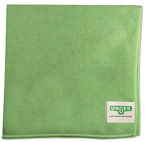Unger MF400 SmartColor MicroWipe Heavy Duty Microfiber Cloth, 16 Length x 15 Width, Green (Case of 10)