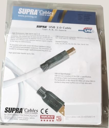 Supra Cables USB 2.0 A-B Cavo 2 m