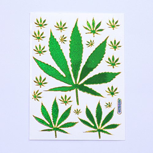 Sticker Hanf-blatt Aufkleber Dope-Gras Deko Aufkleberbögen 2 Stück