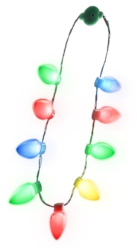 Windy City Novelties 9 Bulb Christmas LED Light Up Necklace Holiday Costume Accessories for Christmas Xmas Party Favor Party Supply (1)
