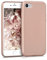 kwmobile Case Compatible with Apple iPhone SE (2022) / iPhone SE (2020) / iPhone 8 / iPhone 7 Case - Soft Slim Metallic TPU Silicone Cover - Metallic Rose Gold