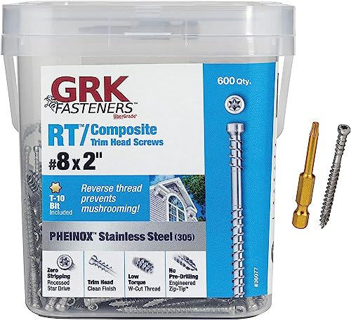 GRK 36077#8 x 2 RT Composite™ 305 Stainless Steel Trim Screws 600 Count