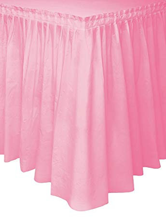 Unique- TableSkirt Gonna Plastificata da Tavola, Tinta Unita, Rosa, 37 cm x 4.3 m, 50402