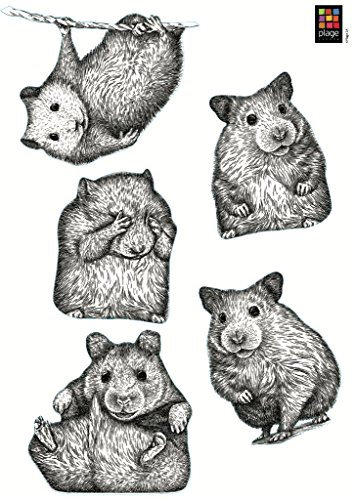 PLAGE Wandaufkleber-Kinder-kleine Hamster Dekoration für Sockel, 2 Blätter 29,7 x 21 cm, Vinyl, grau, 29.7 x 0.1 x 21 cm