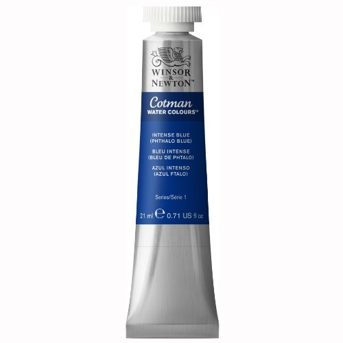 Winsor & Newton 0308327 Cotman Aquarellfarbe mit ausgezeichneter Transparenz, Farbkraft und Verarbeitungseigenschaften, Wasserfarbe 21ml Tube - Intensivblau