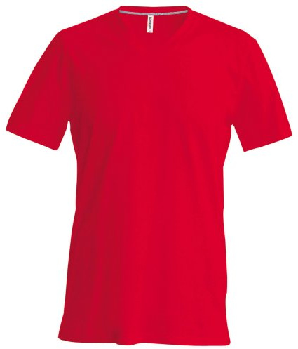 Kariban Mens Short Sleeve V Neck Slim Fit T-Shirt (M) (Red)