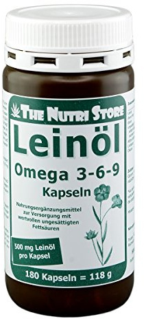 The Nutri Store Leinöl Omega 3-6-9 500 mg Bio Kapseln, 180 St. Kapseln