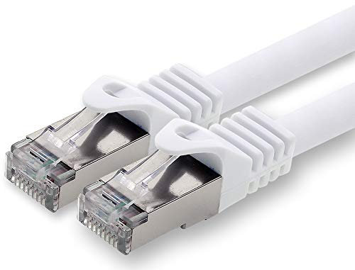 10 m - blanc - 1 pièce câble réseau CAT.7 câble patch SFTP PIMF LSZH câble Gigabit Lan 10 Gb s câble brut cat7 avec connecteur RJ45 Cat6a compatible avec CAT5 CAT6 cat7 cat8