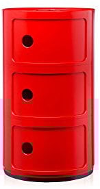 Kartell Componibili, 3 Elements, Rot, Runde Basis