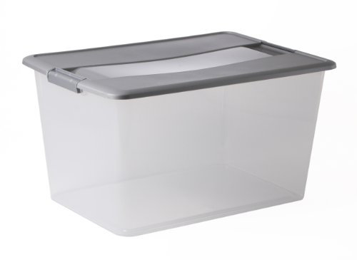 Sundis Deep Argent Kliker Box 48L-Caja Tapa Metalizada y Sistema de Cierre Mediante Clips-Formato A3, Transparente/Plata
