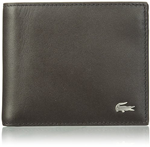 Lacoste Fitzgerald Grand portefeuille à billets et pièces de monnaie pour homme, marron foncé, taille unique