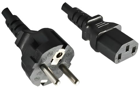 DINIC Netzkabel Schutzkontaktstecker gerade auf C13 (5,00m, schwarz)
