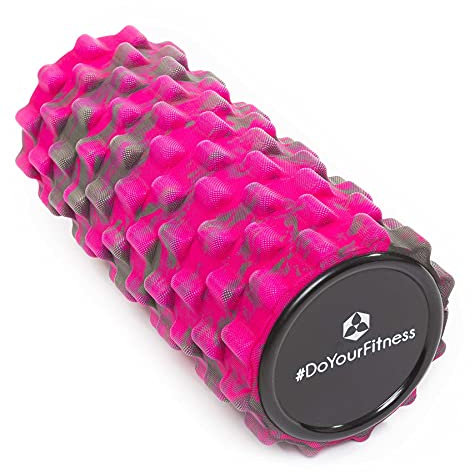 #DoYourFitness Faszienrolle Massagerolle Mittel-hart - löst Verklebungen & Triggerpunkte dank 3D Oberflächenstruktur - Faszien-Training Fitnessrolle Sportrolle Therapierolle rose-braun