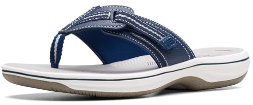Clarks Women's Brinkley Jazz Flip Flop, Navy Synthetic, 2.5 UK