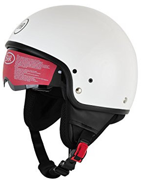BHR Motorrad Helm 802 Demi-Typ mit Visier Versenkbare,weiß, L (58 cm)