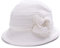 Eleganter, klassischer Damenhut, Cloche, weiche Wolle, mit Blumenapplikation, Winterhut Gr. Einheitsgröße, elfenbeinfarben