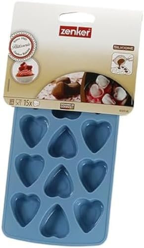 Zenker Schokopralinenform CANDY, Herz- oder Sternform - nicht frei wählbar, Silikon-Backform, Eiswürfelform (Farbe: Creme), Menge: 1 Stück