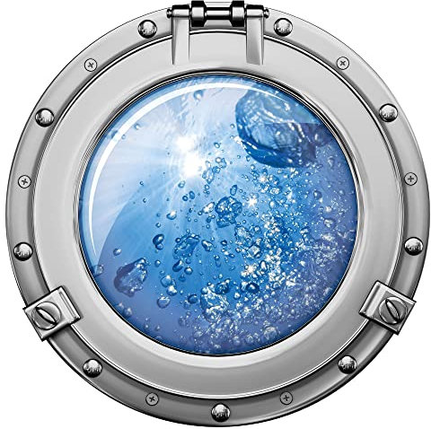 GRAZDesign Wandtattoo Badezimmer Bullauge Wasser | Wandsticker Wandaufkleber Bad, Tür, Fliesenaufkleber Klebefolie Waschmaschine Fliesen | maritime Deko Meer - 50x50cm
