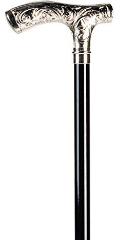 Verzierter Gehstock mit Fritzgriff verchromt Ossenberg Buchenstock Chrom 4 Starr