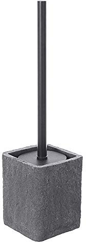 Inbagno Portascopino Effetto Pietra, in Resina, 10 x 10 x H 36,5 cm, Grigio, Completo di scopino