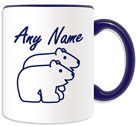 Regalo personalizzato – Semplice disegno orso polare tazza, motivo: animali, vari colori) – Qualsiasi nome/Messaggio Sulla Tazza – Orso polare, Ceramica, blu