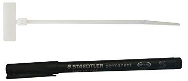 100 x Kabelmarkierer + Spezialstift, Kabelbinder 2,5x110mm mit Beschriftungsfeld natur