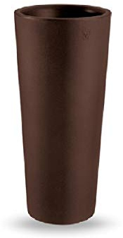 Genesis - Pot de fleurs en résine avec cache-pot, rond et haut, hauteur 85 cm, largeur 38 cm - Bronze