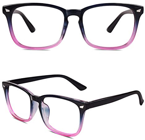 CN92 Klassische Nerdbrille rund Keyhole 40er 50er Jahre Pantobrille Vintage Look clear lens, A Blau, 53