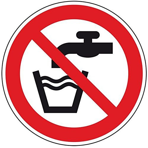 LEMAX® Aufkleber Kein Trinkwasser gemäß ASR A1.3/ DIN 7010, Folie selbstklebend 50 mm Ø (10 Stück) (Verbotsschild, Trinkverbot) praxisbewährt, wetterfest