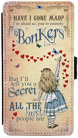 Alice in Wonderland iPhone 6 6s faux leather wallet mobile phone case cover - Alice Bonkers Hearts
