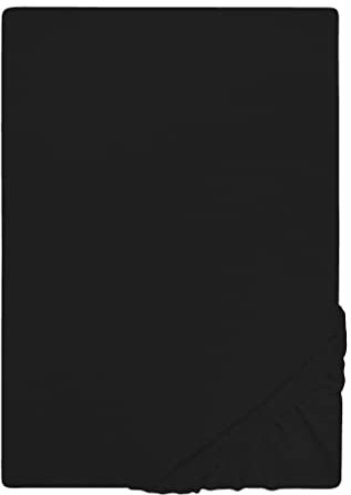 Traumhaft Schlafen - Castell - Markenbettwäsche 0077113 Spannbetttuch Jersey Stretch 1x 180x200 cm - 200x200 cm, schwarz