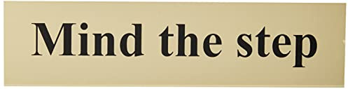 Scan SCA6029 Self adhesive brass effect sign - Mind the step ,White- 200 x 50mm