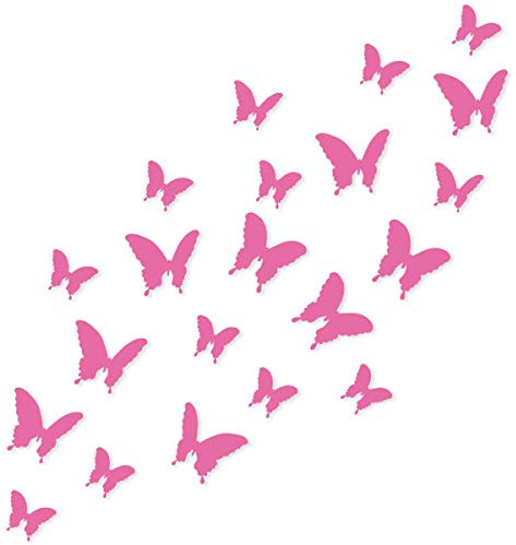 Wandkings Schmetterlinge im 3D-Style in PINK, 12 Stück, Wanddekoration mit Klebepunkten zur Fixierung