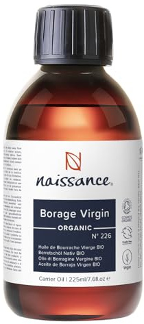 Naissance Borretschöl BIO (Nr. 226) - 225ml- Naturrein, Kaltgepresst Borretsch Öl für Haut, Haare, Körper, Gesicht