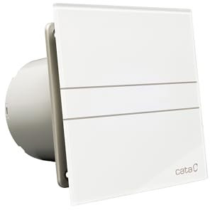 Cata Extracto de Baño, Modelo E-120 G, Potencia de Absorción 15 W, Extractor Baño Silencioso, 230 V, Velocidad 2600 r.p.m, Color Cristal Blanco, 170 x 170 x 94 mm