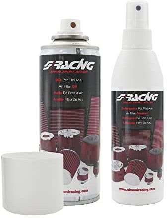 Simoni Racing FC/SR Kit Pulizia Filtri Aria per Auto e Moto, Confezione con Olio 200ml + Detergente Pulitore 200ml, per manutenzione Filtri Aria Sportivi a pannello o conici in cotone lavabili